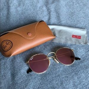 Rayban round pink mirrored sunglasses